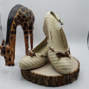 Kelly & Katie Striped Slip on Sandal Wedge